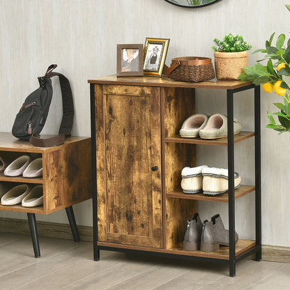 Multipurpose Freestanding Storage Cabinet with 3 Open Shelves and Doors, Rustic Brown Cabinets & Chests at Gallery Canada