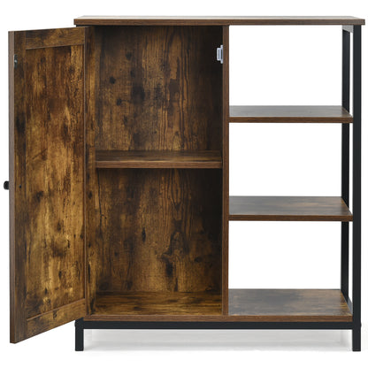 Multipurpose Freestanding Storage Cabinet with 3 Open Shelves and Doors, Rustic Brown Cabinets & Chests at Gallery Canada