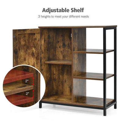 Multipurpose Freestanding Storage Cabinet with 3 Open Shelves and Doors, Rustic Brown Cabinets & Chests at Gallery Canada