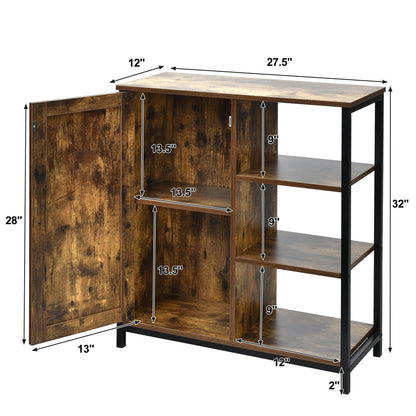 Multipurpose Freestanding Storage Cabinet with 3 Open Shelves and Doors, Rustic Brown Cabinets & Chests at Gallery Canada