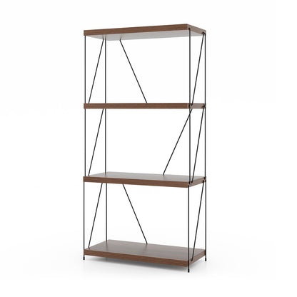 2/3/4/5-Tier Multipurpose Display Rack with Metal Frame-4-Tier, Walnut Bookcases at Gallery Canada