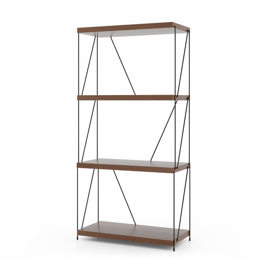 4-Tier Multipurpose Display Rack, Walnut, Metal Frame Bookcases Walnut at Gallery Canada