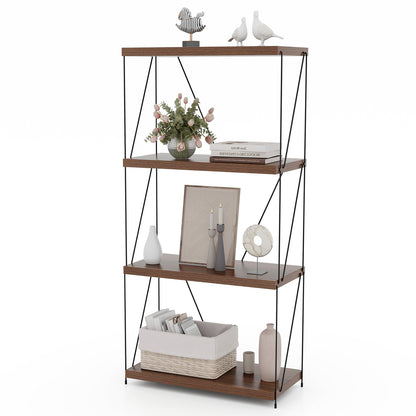2/3/4/5-Tier Multipurpose Display Rack with Metal Frame-4-Tier, Walnut Bookcases at Gallery Canada