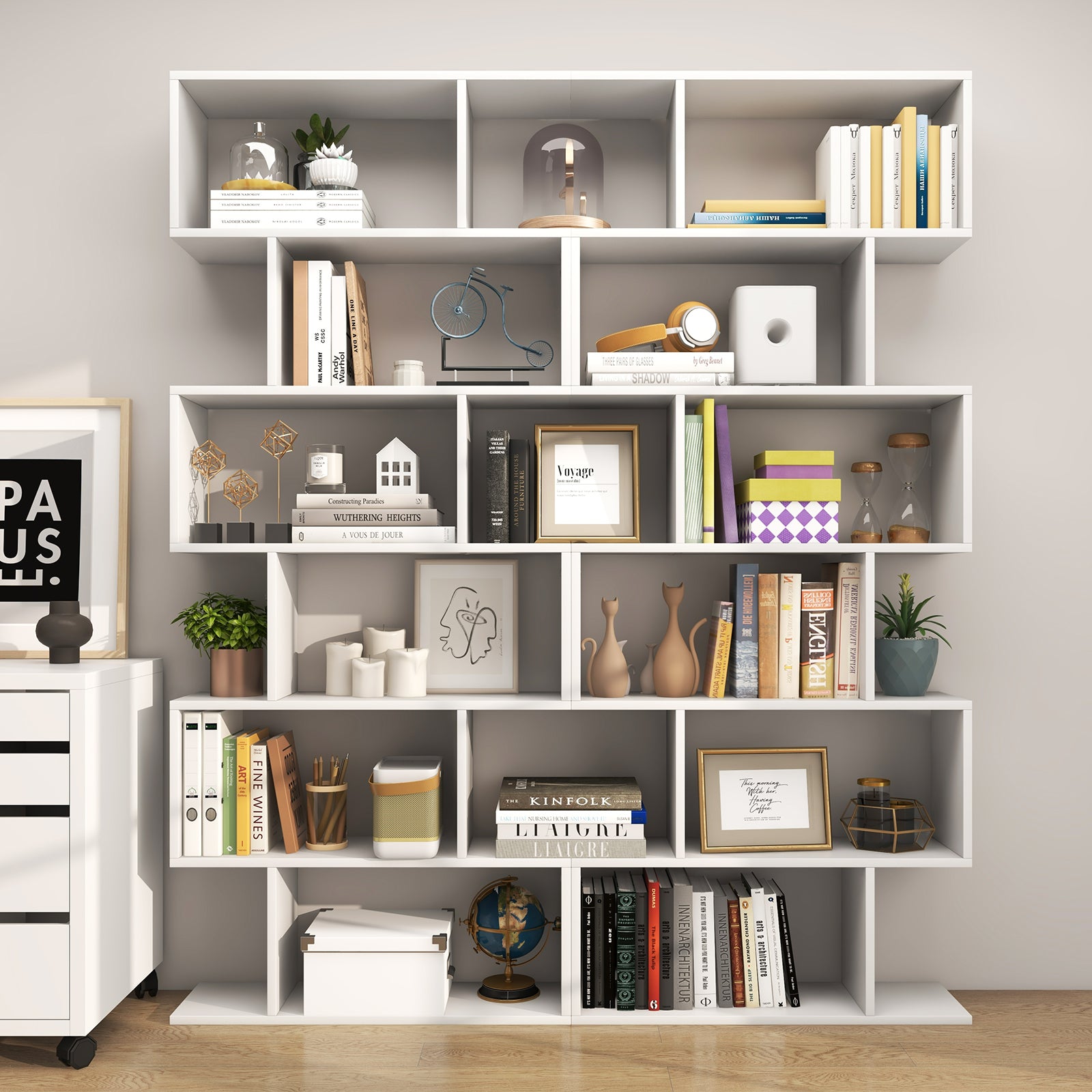 6 Tier S-Shaped Bookshelf Storage Display Bookcase Decor Z-Shelf, White Bookcases at Gallery Canada