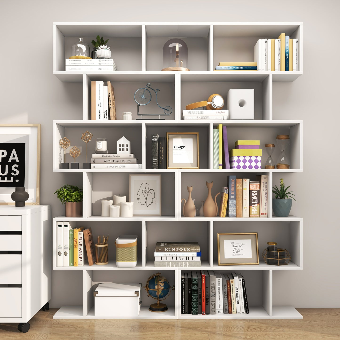 6 Tier S-Shaped Bookshelf Storage Display Bookcase Decor Z-Shelf, White Bookcases at Gallery Canada