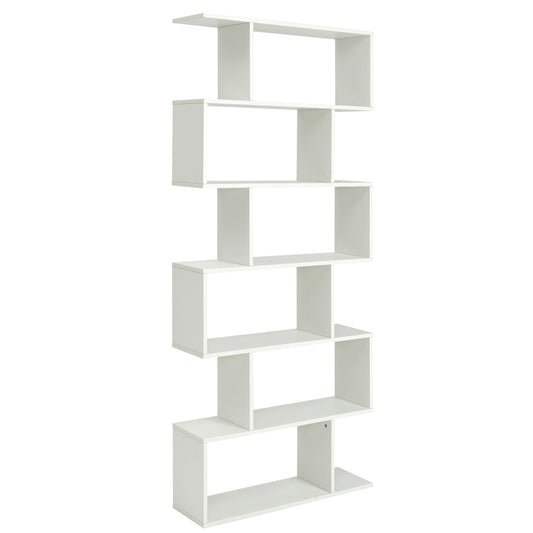 6 Tier S-Shaped Bookshelf, White Bookcases White at Gallery Canada