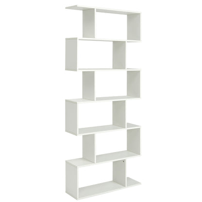 6 Tier S-Shaped Bookshelf, White