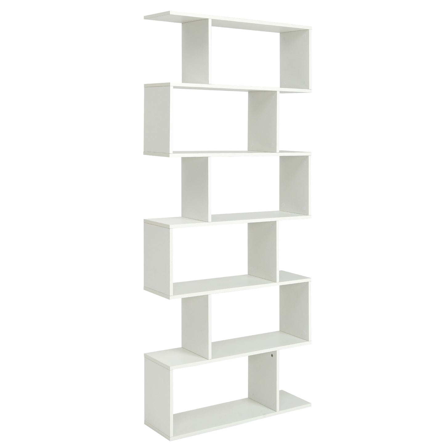 6 Tier S-Shaped Bookshelf, White Bookcases at Gallery Canada
