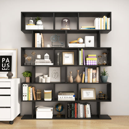 6 Tier S-Shaped Bookshelf Storage Display Bookcase Decor Z-Shelf, Black Bookcases at Gallery Canada
