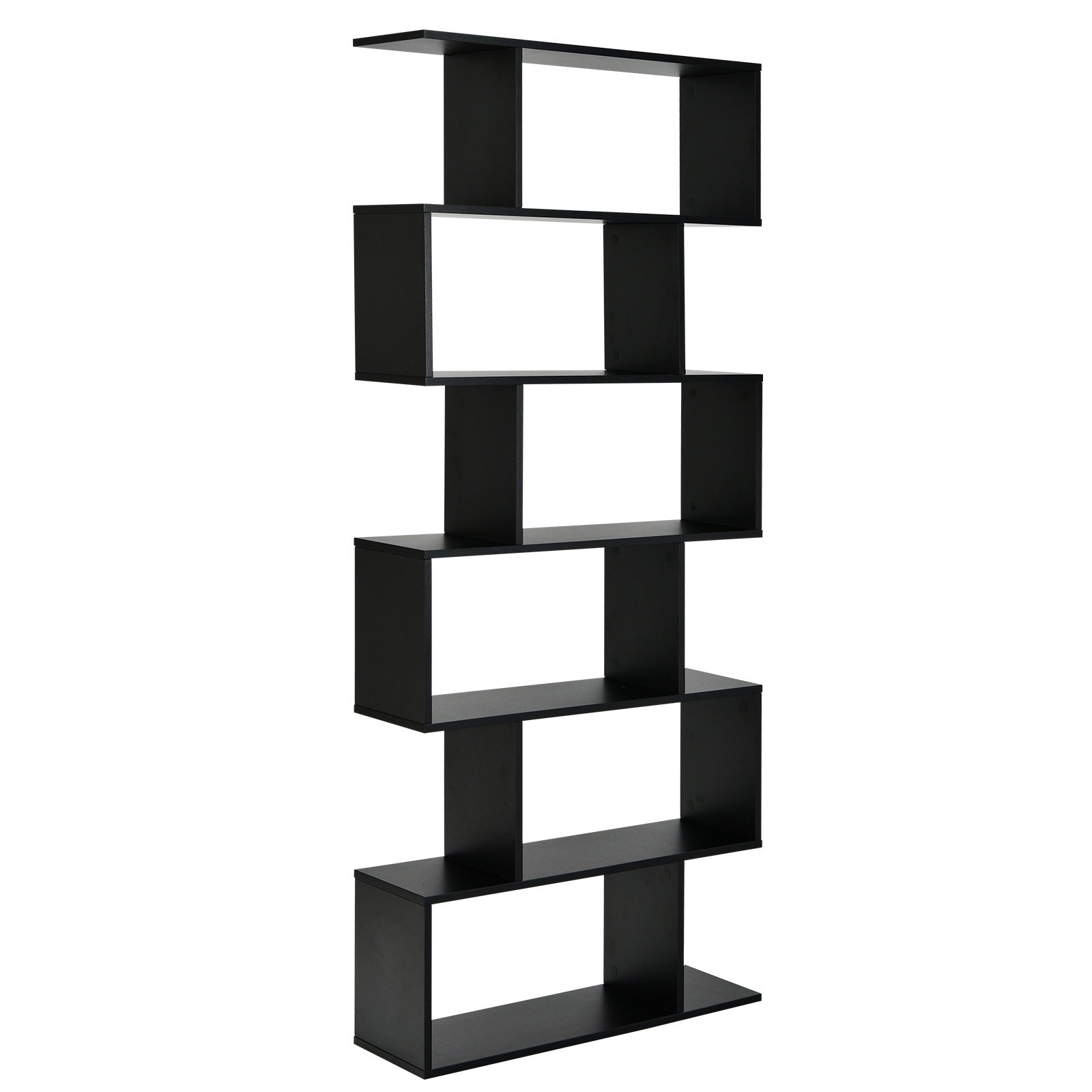 6 Tier S-Shaped Bookshelf, Storage Display Bookcase Decor, Black Bookcases at Gallery Canada