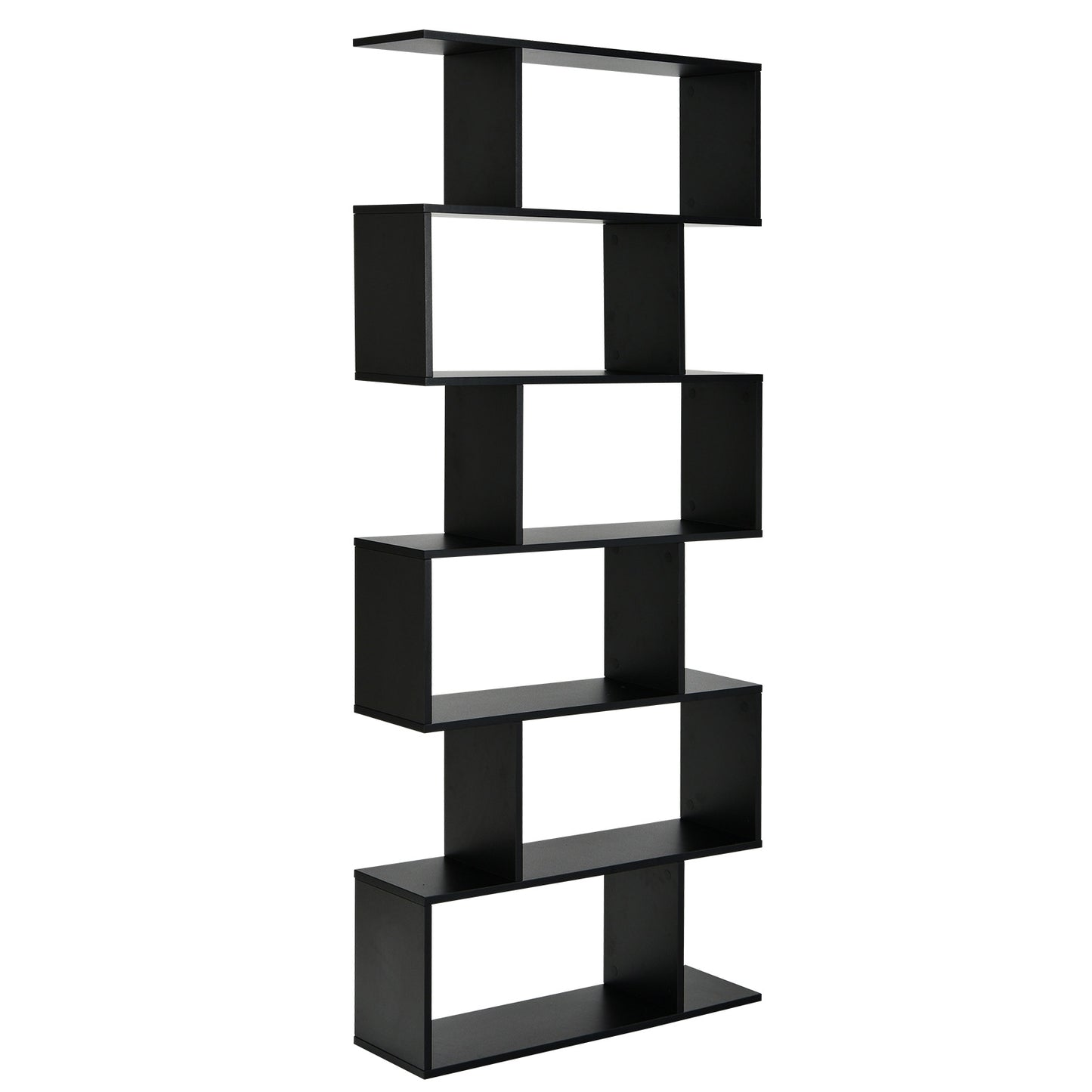 6 Tier S-Shaped Bookshelf, Storage Display Bookcase Decor, Black Bookcases at Gallery Canada