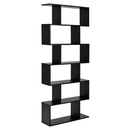 6 Tier S-Shaped Bookshelf, Storage Display Bookcase Decor, Black Bookcases at Gallery Canada