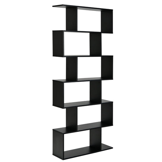 6 Tier S-Shaped Bookshelf, Storage Display Bookcase Decor, Black Bookcases Black at Gallery Canada