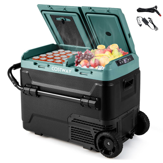 Dual Zone 12V Car Refrigerator for Vehicles Camping Travel Truck RV Boat Outdoor and Home Use, Green - Gallery Canada