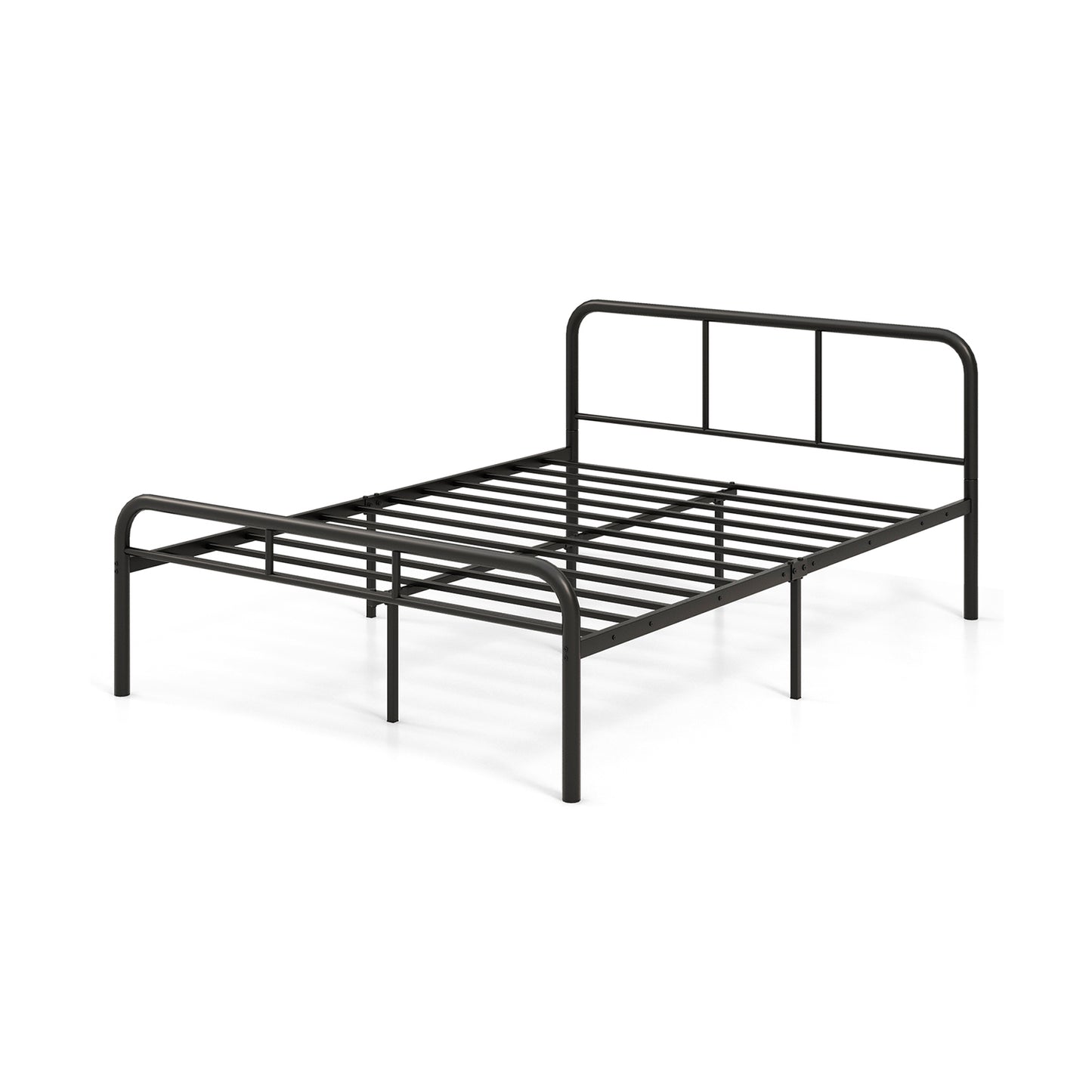 Full Bed Frame with Headboard and Footboard No Box Spring Needed, Black Simple Bed Frame Black at Gallery Canada