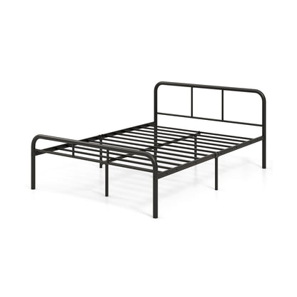 Full Bed Frame with Headboard and Footboard No Box Spring Needed, Black Simple Bed Frame Black at Gallery Canada