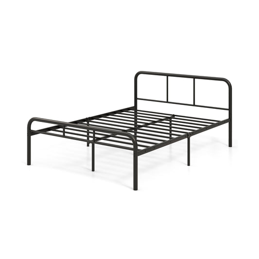 Full Bed Frame with Headboard and Footboard No Box Spring Needed, Black Simple Bed Frame Black at Gallery Canada