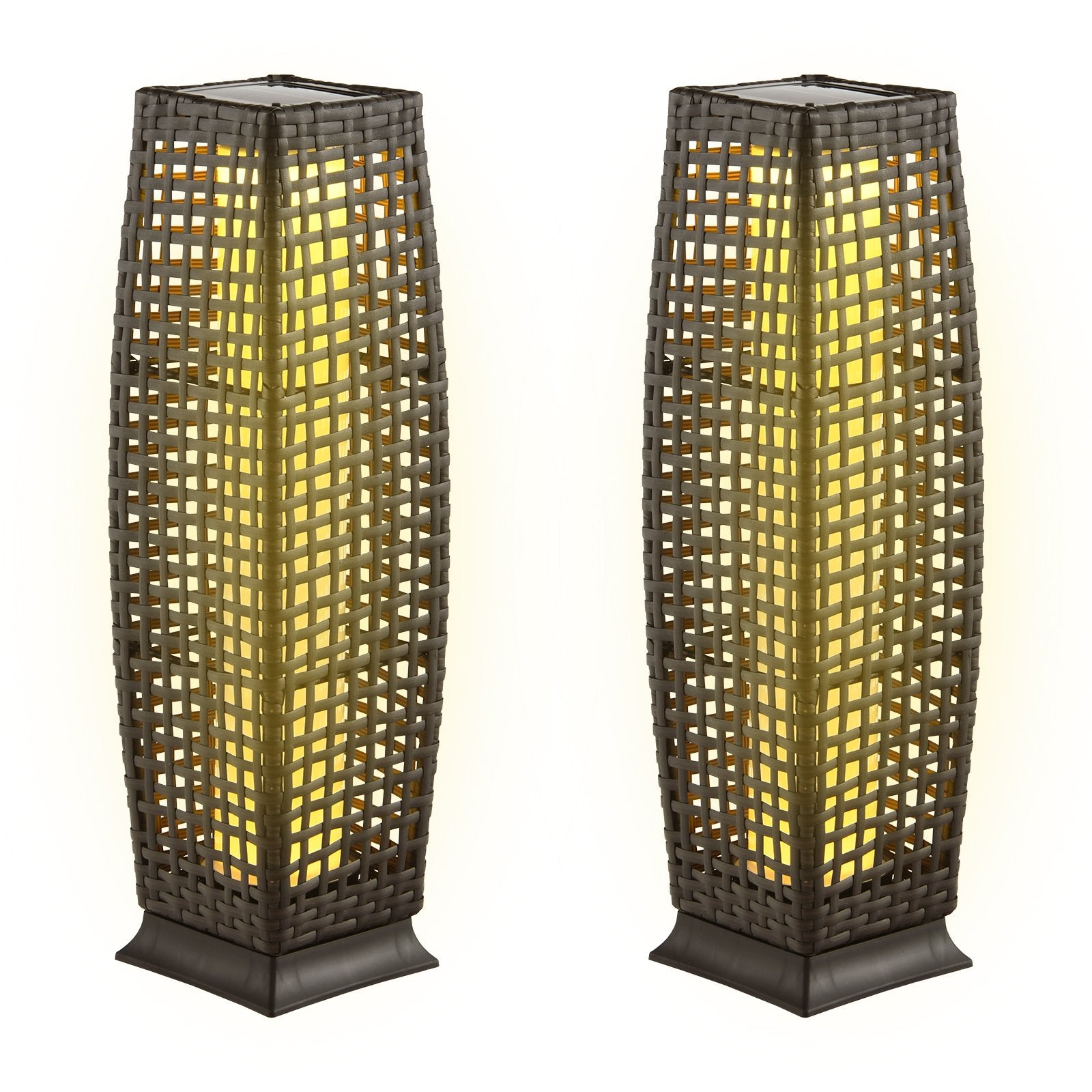 2 Pieces Solar-Powered Square Wicker Floor Lamps with Auto LED Light, Brown Table & Floor Lamps at Gallery Canada