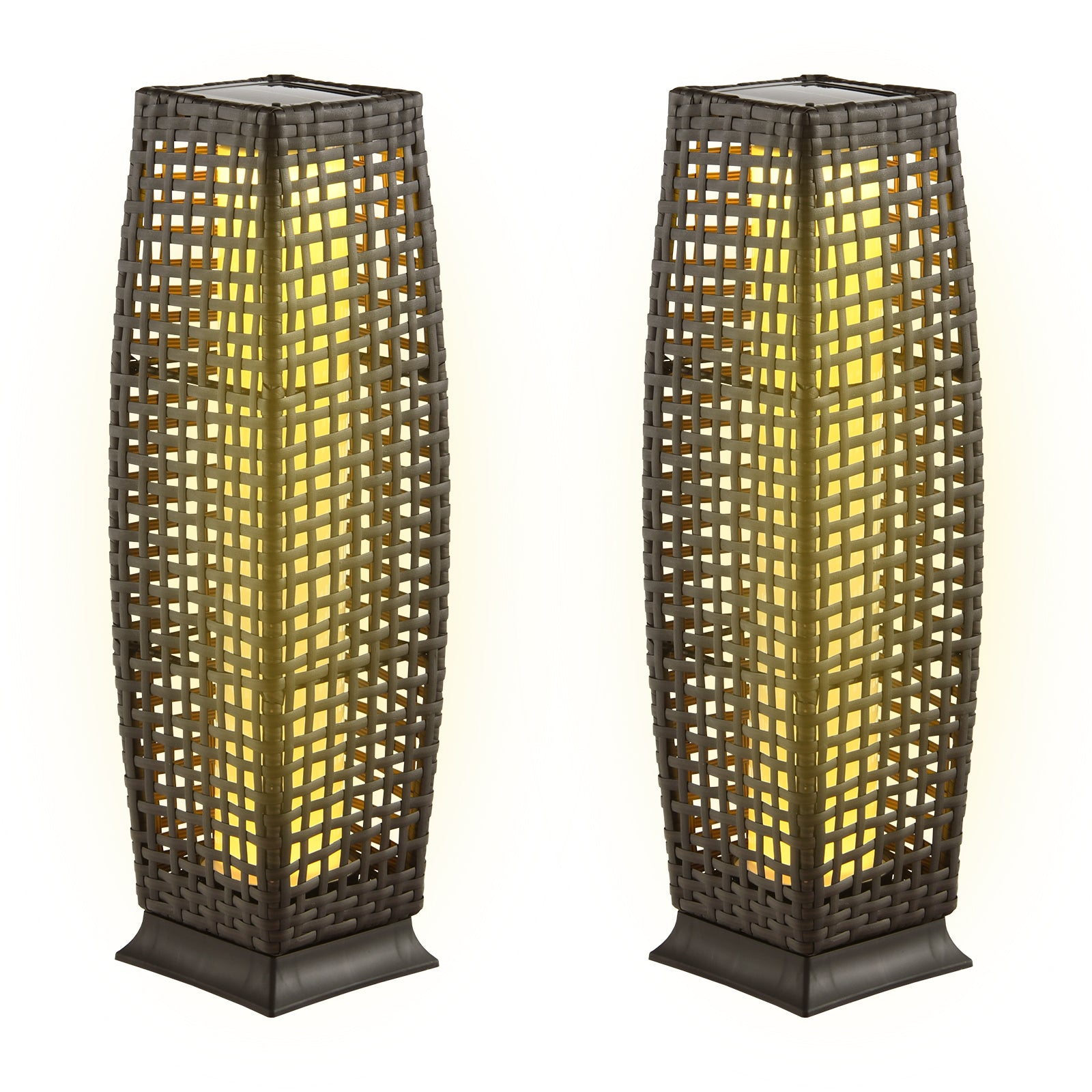 Solar Powered Square Wicker Floor Lamps, 2 Pieces, Brown Table & Floor Lamps Brown at Gallery Canada