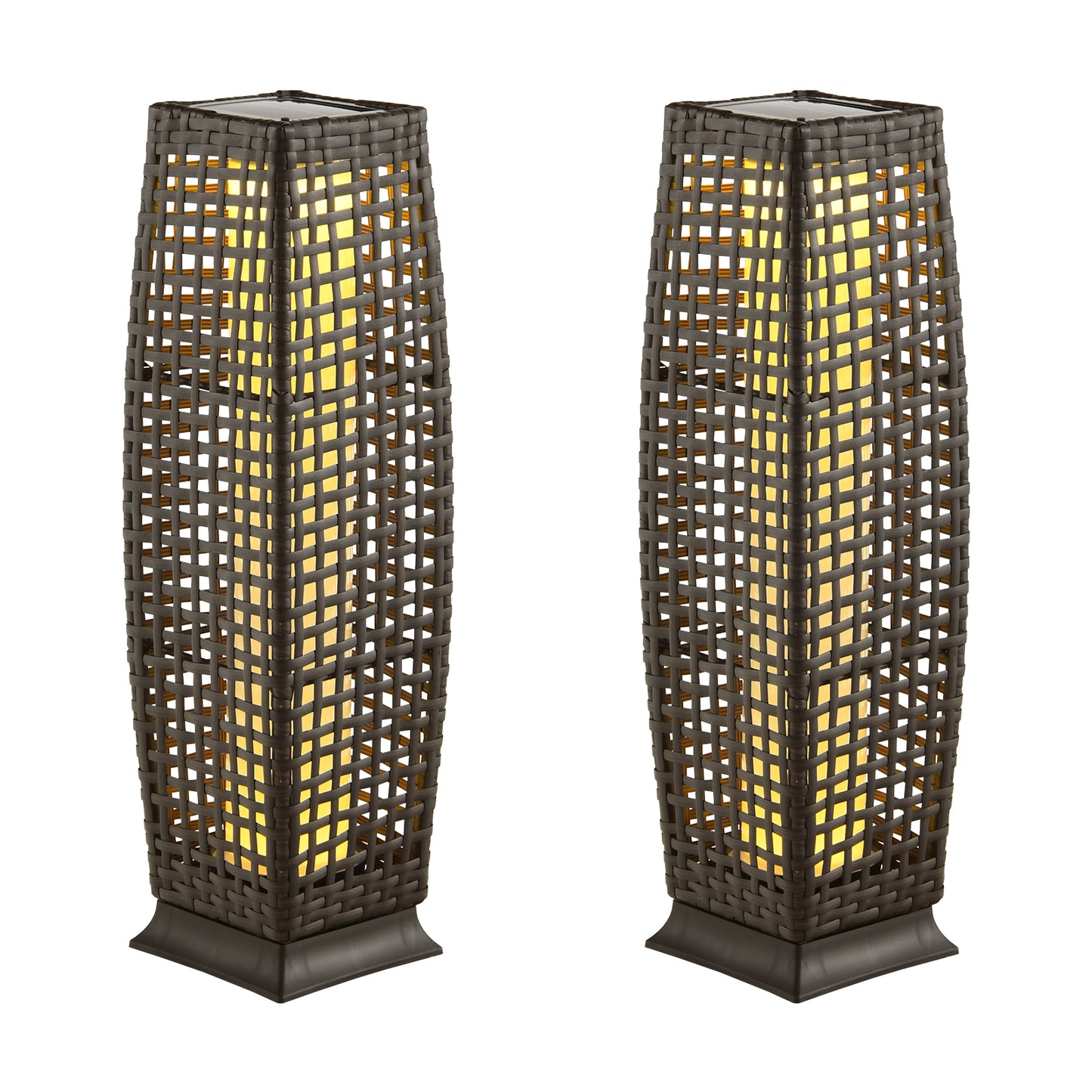 2 Pieces Solar-Powered Square Wicker Floor Lamps with Auto LED Light, Brown Table & Floor Lamps at Gallery Canada