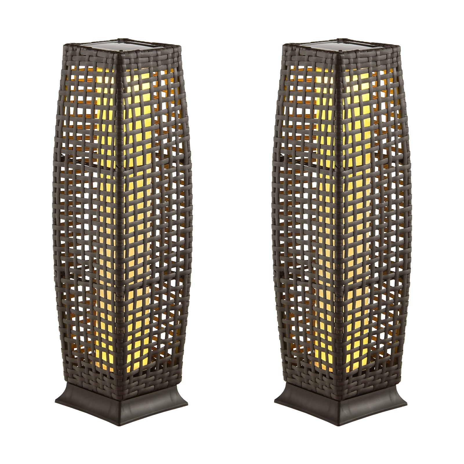 2 Pieces Solar-Powered Square Wicker Floor Lamps with Auto LED Light, Brown Table & Floor Lamps at Gallery Canada