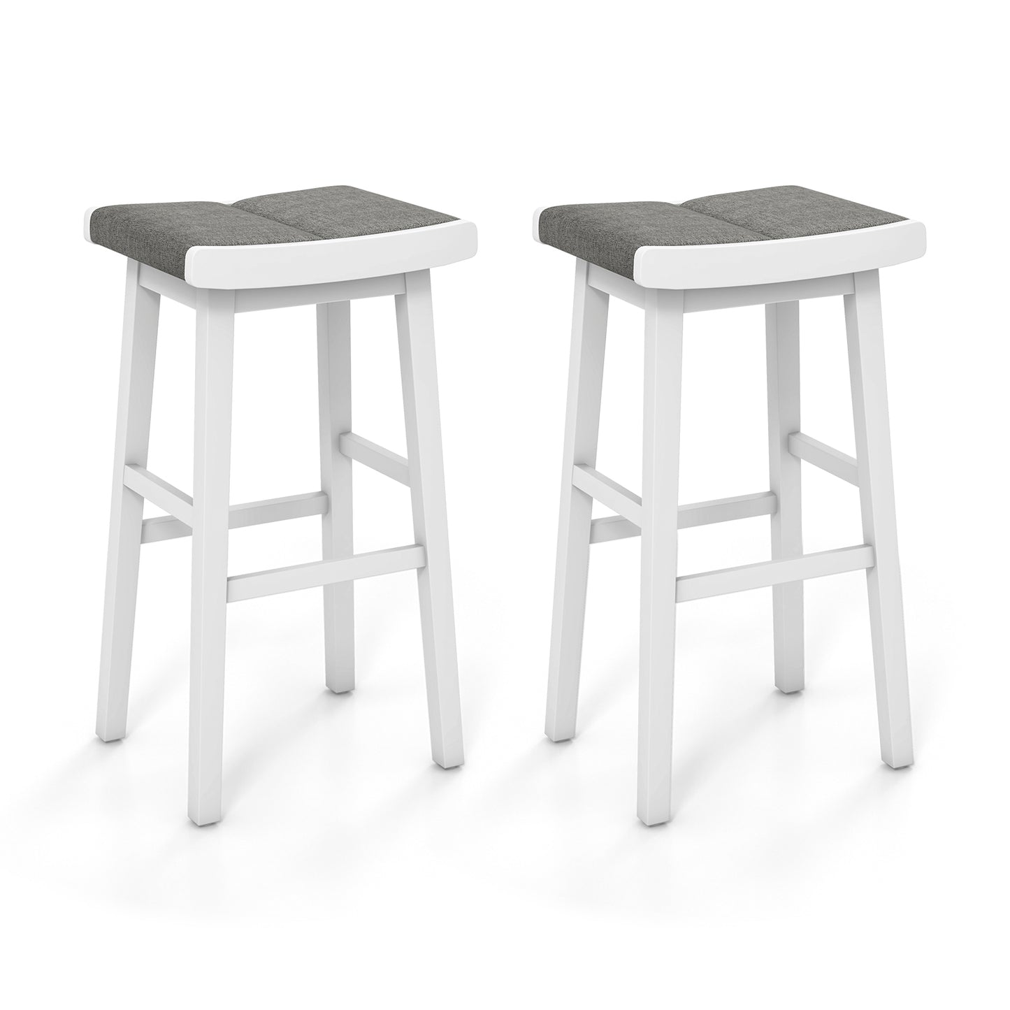 2 Upholstered Saddle Barstools, 26/31.5 Inch, Gray Bar Stools at Gallery Canada