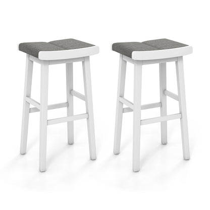 2 Pieces 26/31.5 Inch Upholstered Saddle Barstools with Padded Cushions-31.5 inches, Gray Bar Stools at Gallery Canada