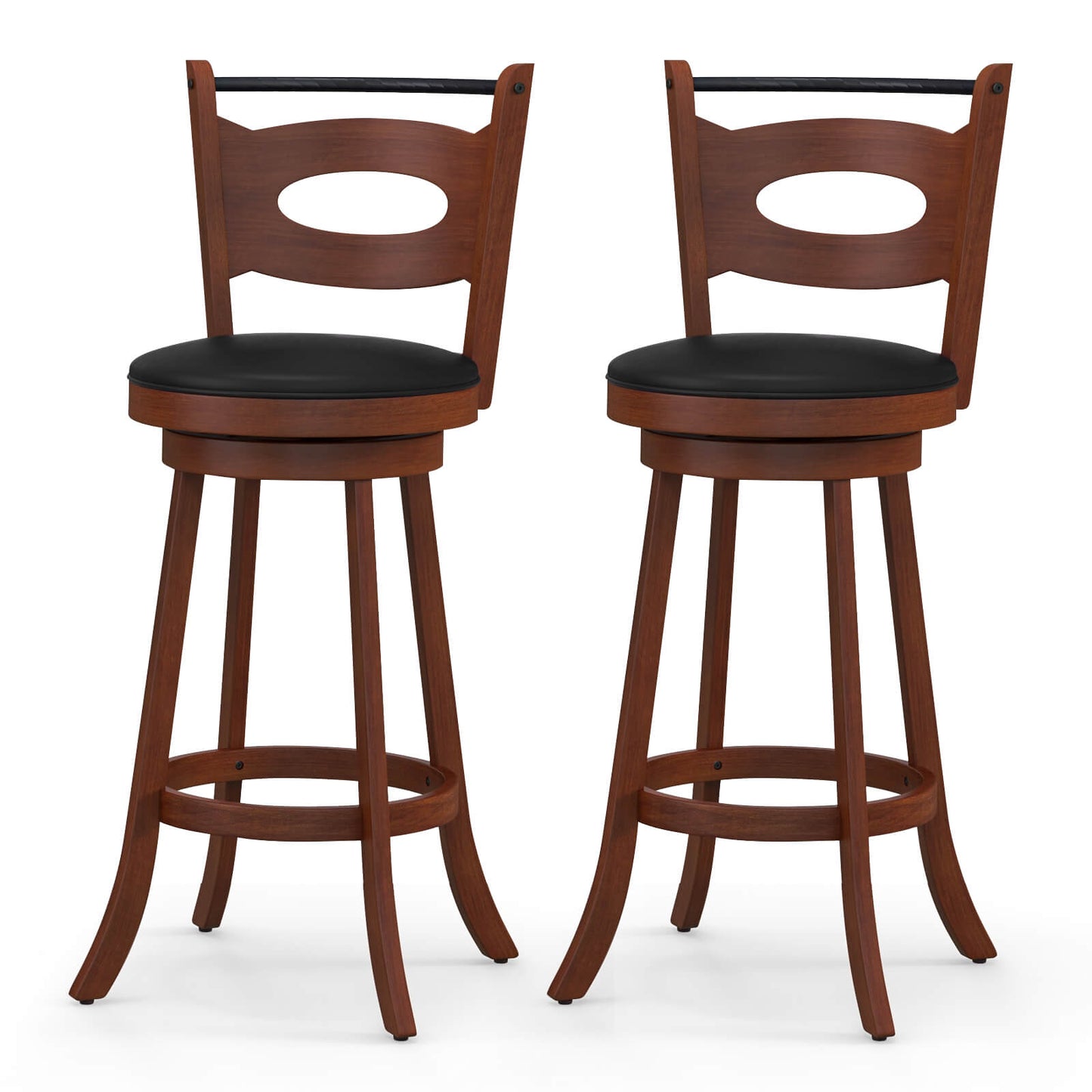 2 Pieces 24/29 inch Swivel Bar Stools with Curved Backrest and Seat Cushions-29 inches Bar Stools at Gallery Canada
