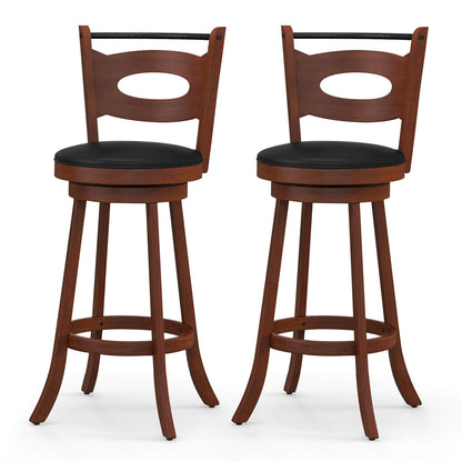 2 Pieces 24/29 inch Swivel Bar Stools with Curved Backrest and Seat Cushions-29 inches Bar Stools at Gallery Canada