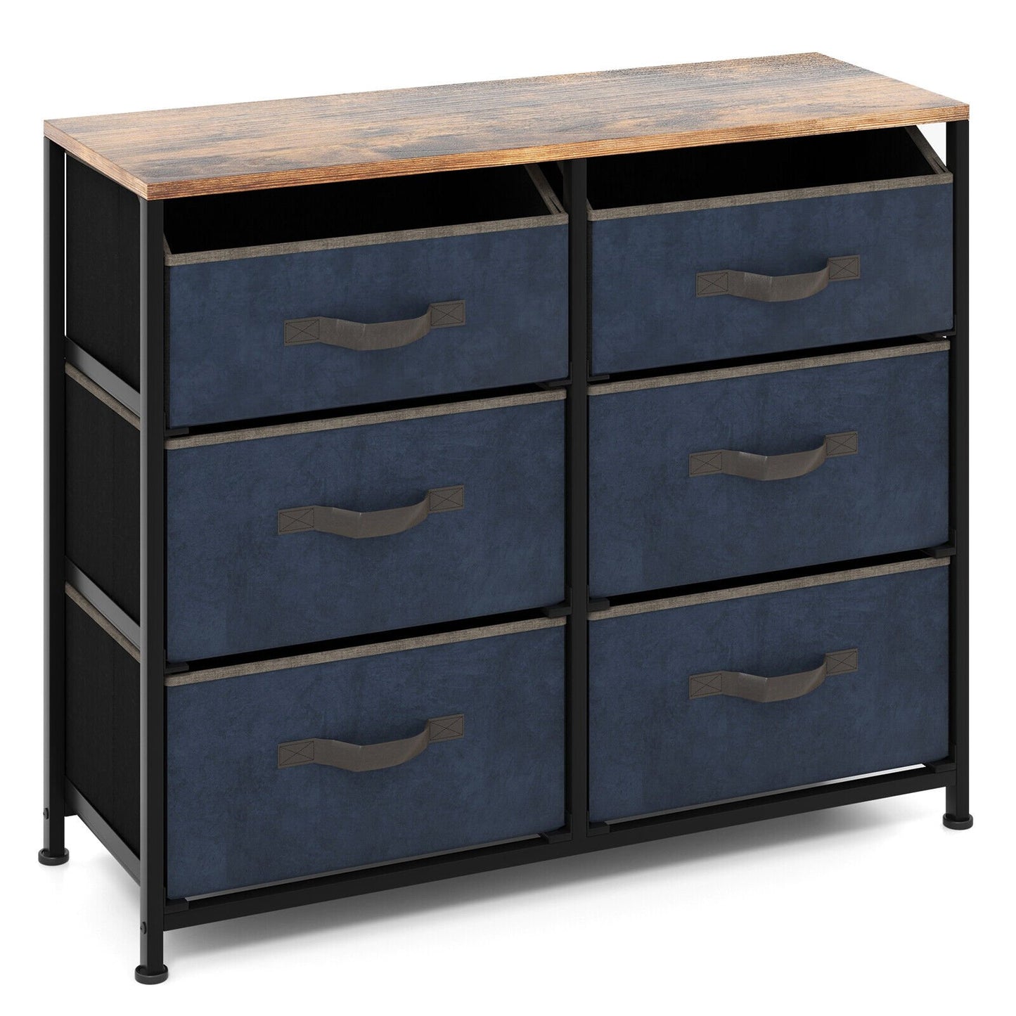 6-Drawer Dresser with Metal Frame and Anti-toppling Devices, Rustic Brown - Gallery Canada