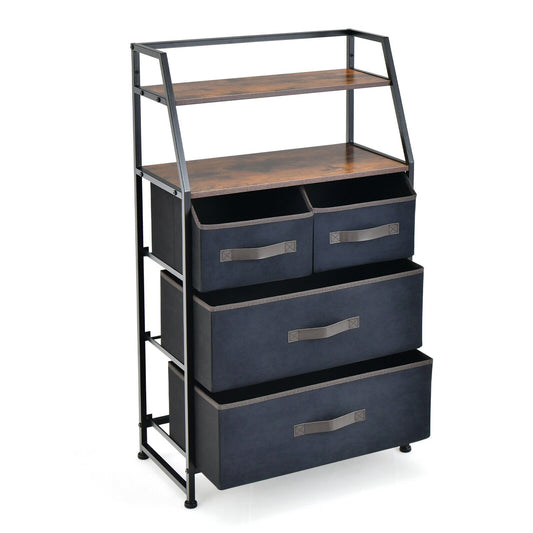 4-Drawer Free Standing Storage Dresser with 2 Open Shelves, Rustic Brown at Gallery Canada