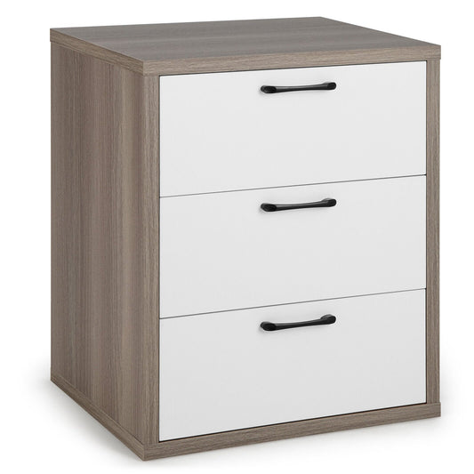 3 Slide-out Drawers Modern Dresser with Wide Storage Space, Gray & White - Gallery Canada