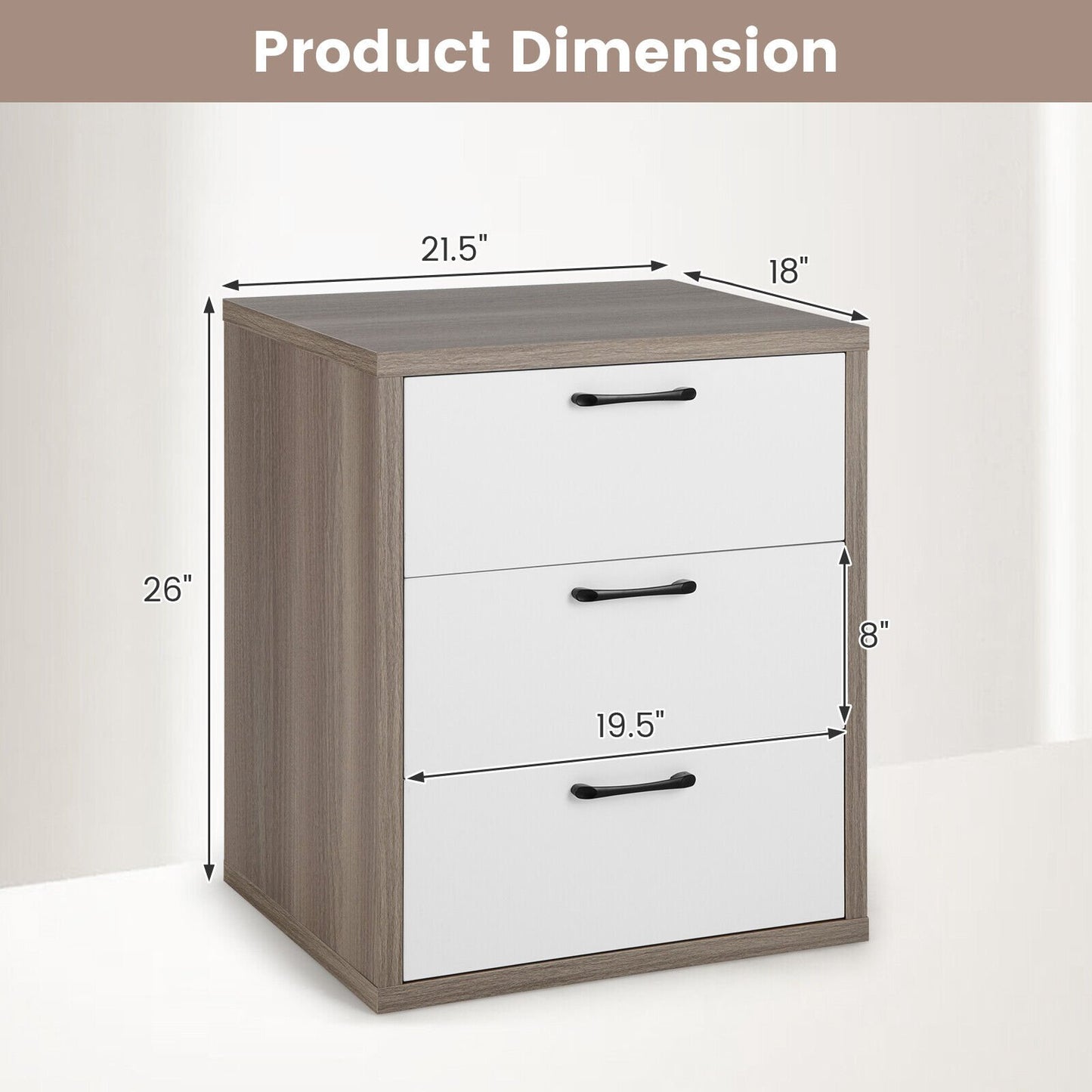 3 Slide-out Drawers Modern Dresser with Wide Storage Space, Gray & White at Gallery Canada