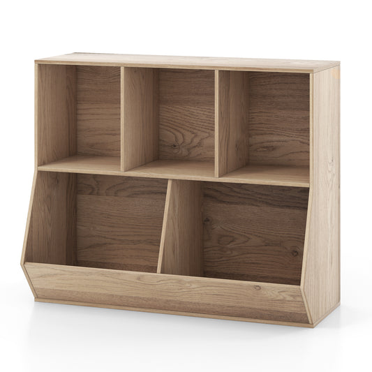 5-Cube Wooden Kids Toy Storage Organizer with Anti-Tipping Kits, Natural Kids Storage Natural at Gallery Canada