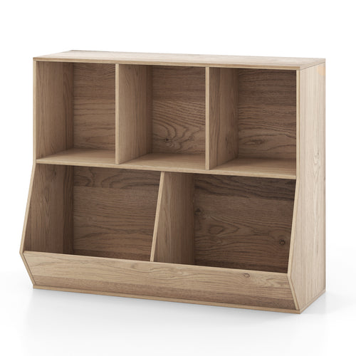 5-Cube Wooden Kids Toy Storage Organizer, Natural