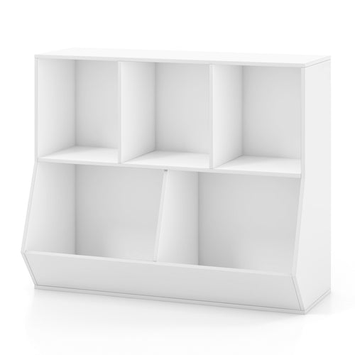 5-Cube Wooden Kids Toy Storage Organizer with Anti-Tipping Kits, White