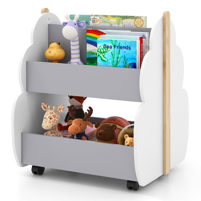 Kids Wooden Bookshelf with Universal Wheels, Gray Kids Storage at Gallery Canada