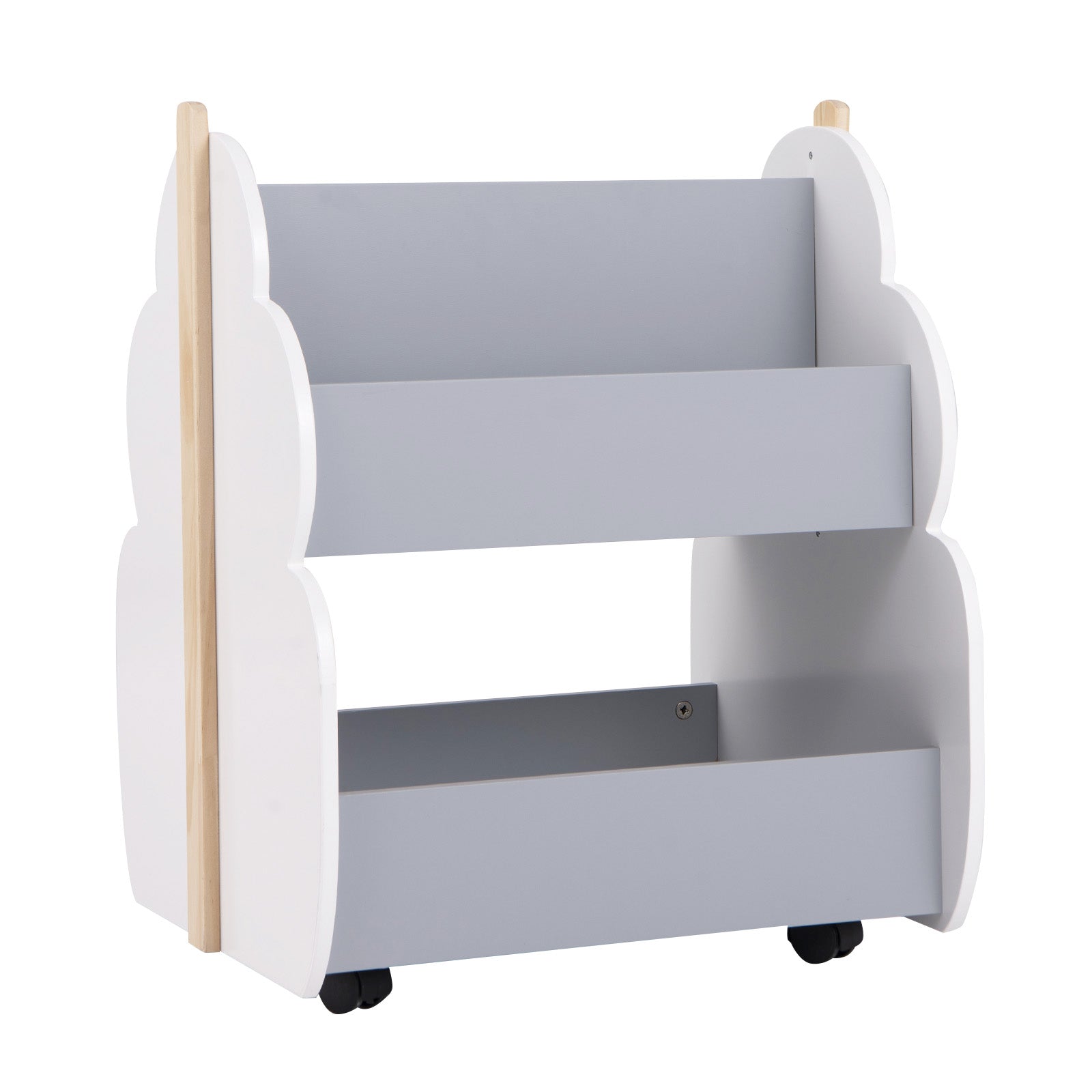 Kids Wooden Bookshelf with Universal Wheels, Gray Kids Storage Gray at Gallery Canada