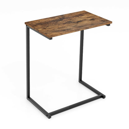 C-shaped Industrial End Table with Metal Frame, Rustic Brown End & Side Tables at Gallery Canada