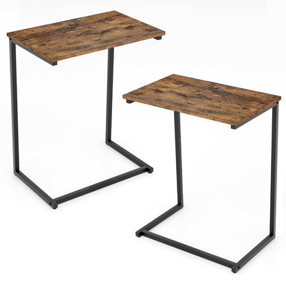 C-shaped Industrial End Table with Metal Frame, Rustic Brown End & Side Tables at Gallery Canada