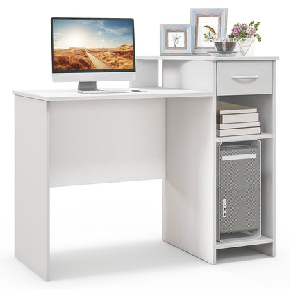 Modern Computer Desk With Adjustable Shelf, Cable Hole, White Computer Desks at Gallery Canada