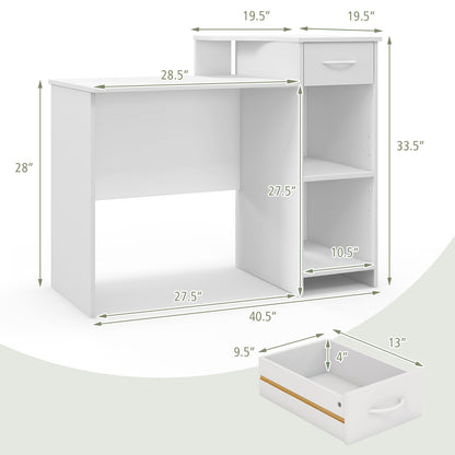 Computer Desk Modern Laptop PC Desk with Adjustable Shelf and Cable Hole, White - Gallery Canada