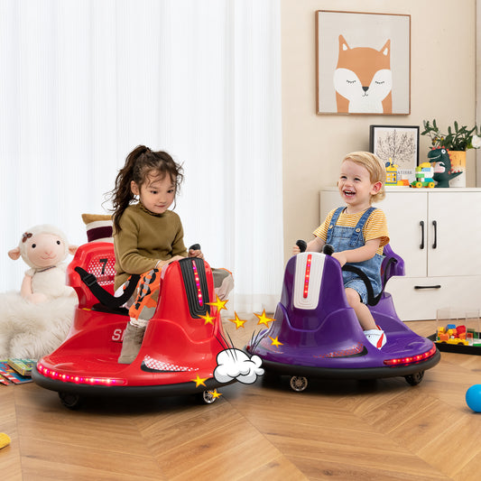 12V Kids Ride On Bumper Car with Remote Control Lights and Music, Purple Powered Ride On Toys Purple at Gallery Canada