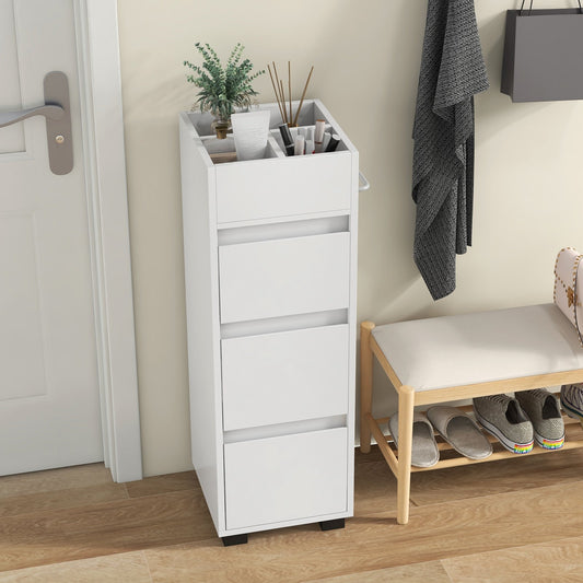 Bathroom Floor Cabinet with 3 Drawers  4 Top Dividers and 1 Towel Rack, White - Gallery Canada