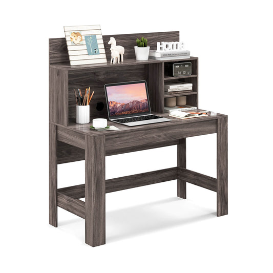48 Inch Writing Computer Desk with Anti-Tipping Kits and Cable Management Hole, Rustic Brown at Gallery Canada