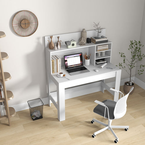 48 Inch Writing Computer Desk with Anti-Tipping Kits and Cable Management Hole, White