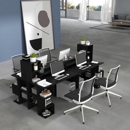 Modern Computer Desk with Storage Bookshelf and Hutch for Home Office, Black - Gallery Canada