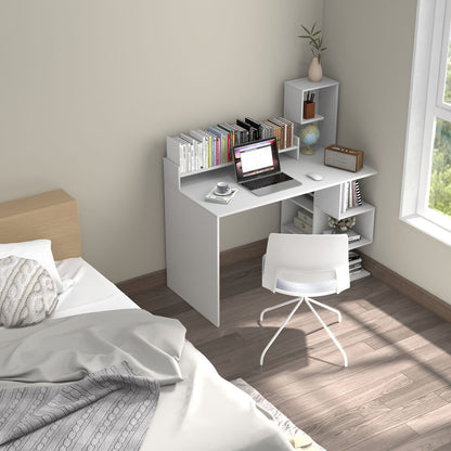 Modern Computer Desk with Storage Bookshelf and Hutch for Home Office, White - Gallery Canada