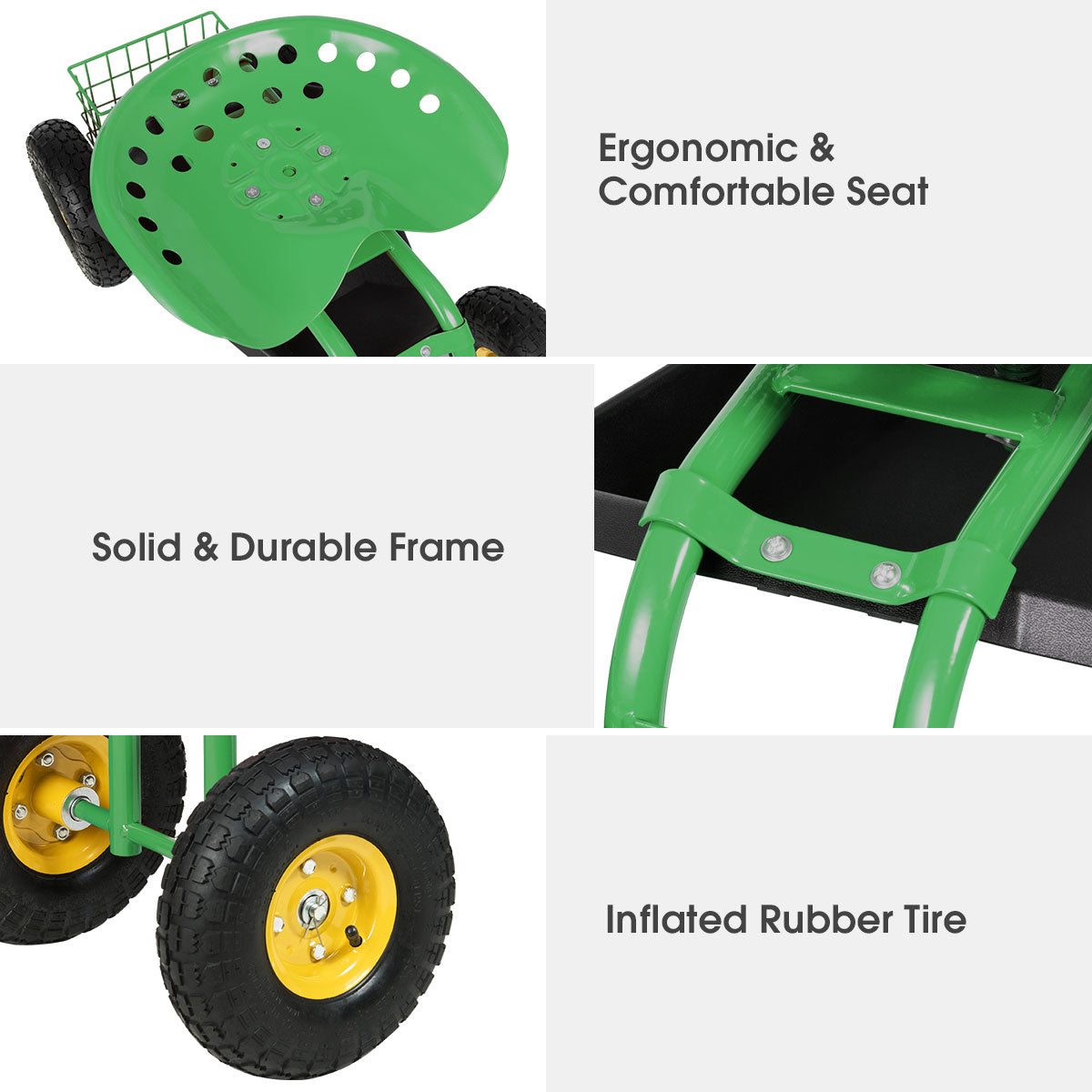 Red/Green Garden Cart Rolling Work Seat With Heavy Duty Tool Tray Gardening Planting, Green Garden Carts at Gallery Canada