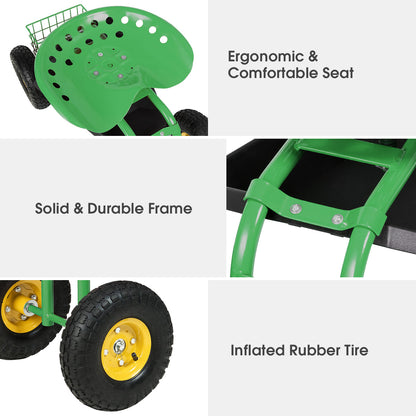 Red/Green Garden Cart Rolling Work Seat With Heavy Duty Tool Tray Gardening Planting, Green Garden Carts at Gallery Canada